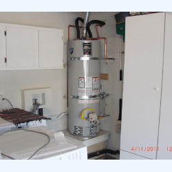 water heater installed in laundry space