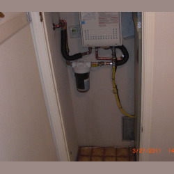 water filtration and tankless heater installed