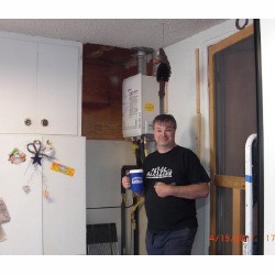 Tankless water heater installation, tight quarters