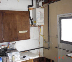 Tankless water heater in garage