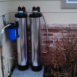 Water softener system installation outside